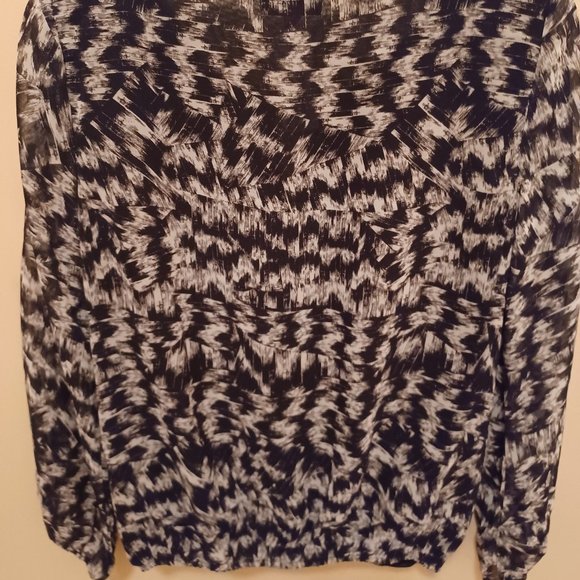 Vince Camuto black white print keyhole faux wrap blouse shirt top Women's XS - Picture 7 of 8